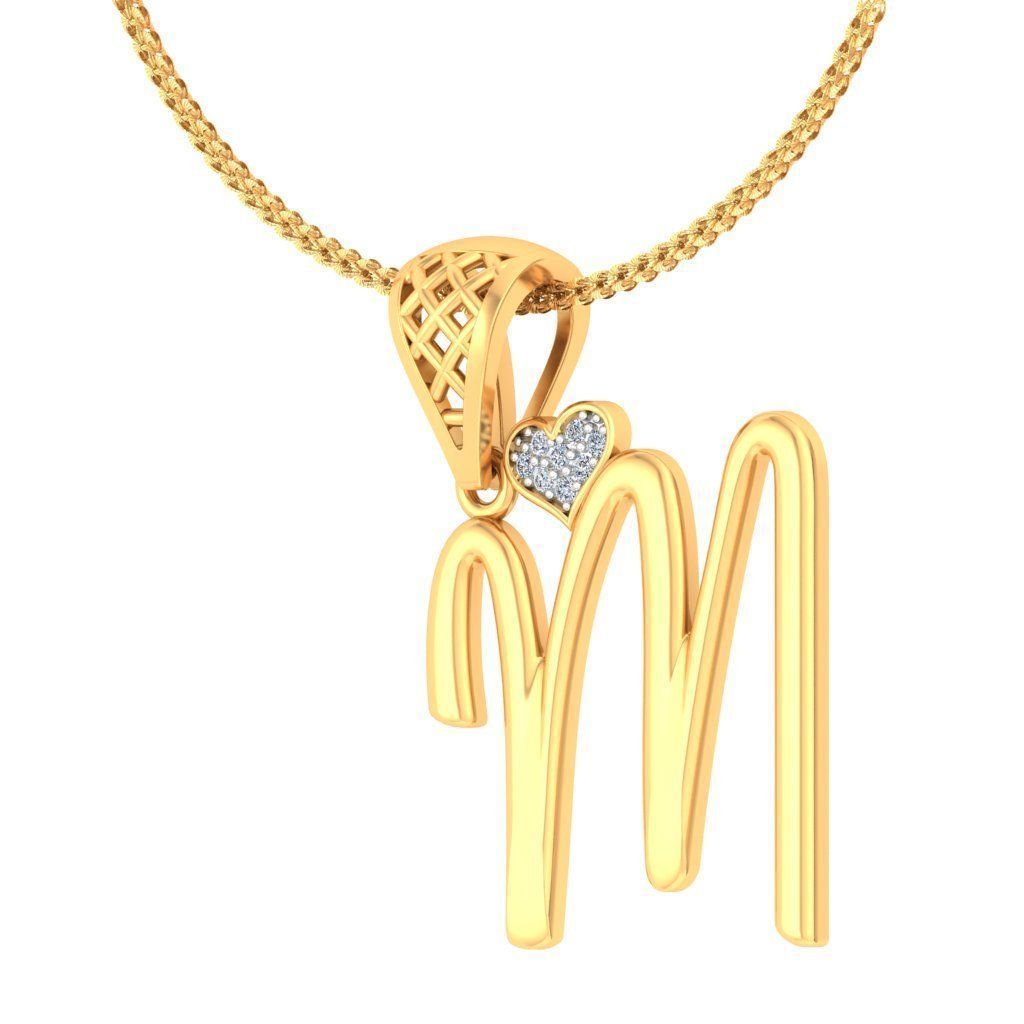 Alphabet-M pendant 3dm stl render detail 3D print model_2