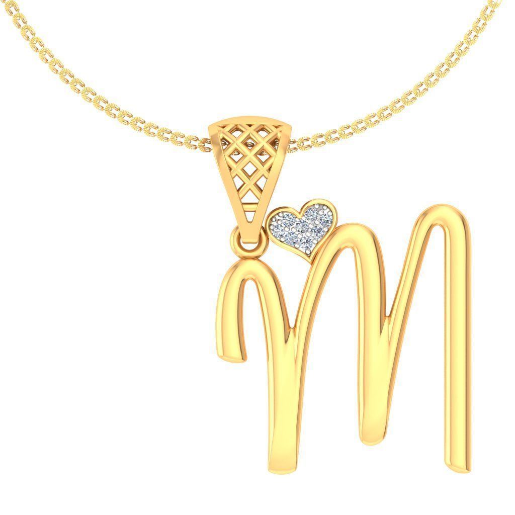 Alphabet-M pendant 3dm stl render detail 3D print model_1