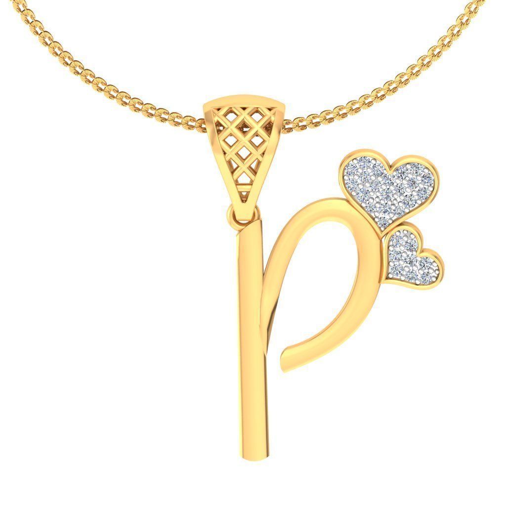 Alphabet-P pendant 3dm stl render detail 3D print model_1