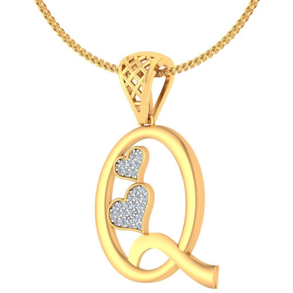 Alphabet-Q pendant 3dm stl render detail 3D print model_2