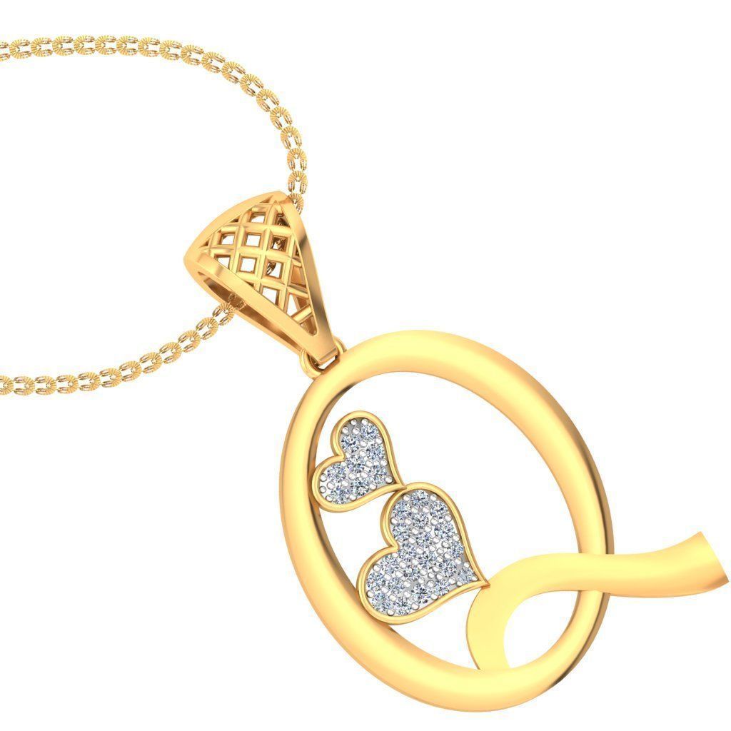 Alphabet-Q pendant 3dm stl render detail 3D print model_3