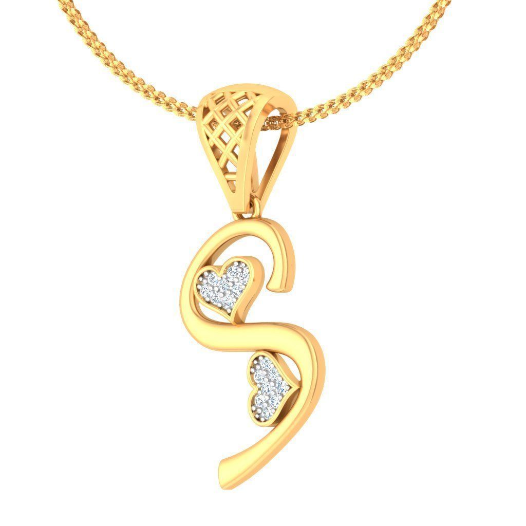 Alphabet-S pendant 3dm stl render detail 3D print model_2