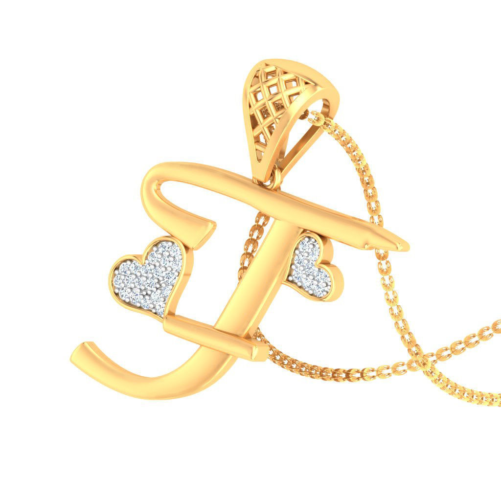 Alphabet-T pendant 3dm stl render detail 3D print model_6