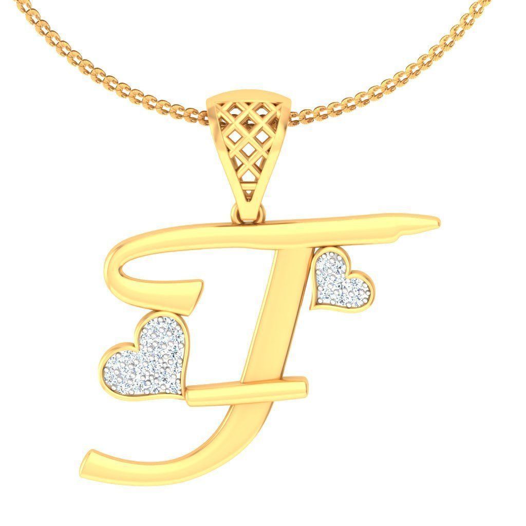 Alphabet-T pendant 3dm stl render detail 3D print model_1