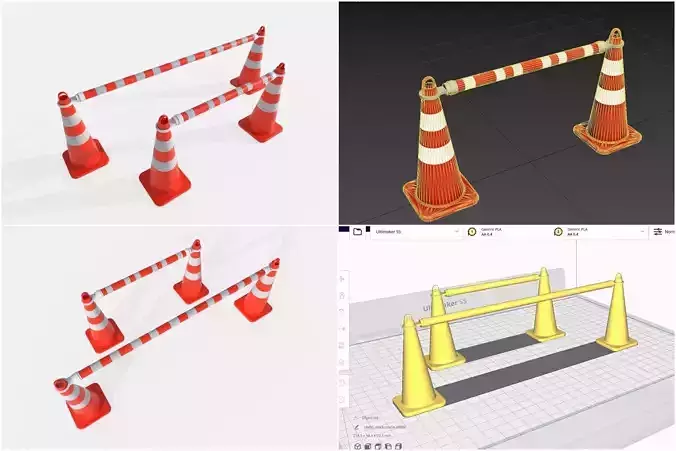 Road Cone M4 - with STL Low-poly 3D model