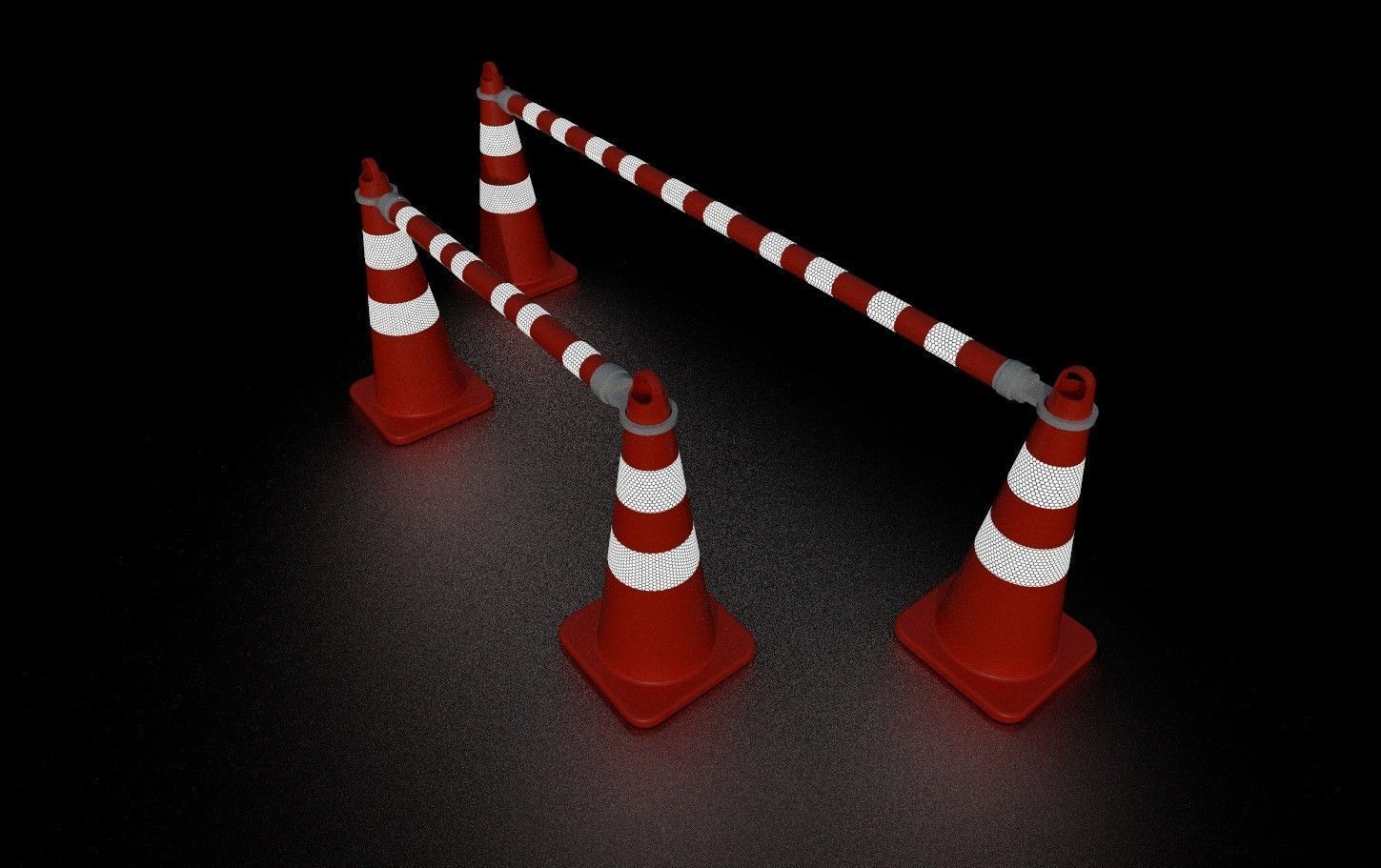 Road Cone M4 - with STL Low-poly 3D model_12