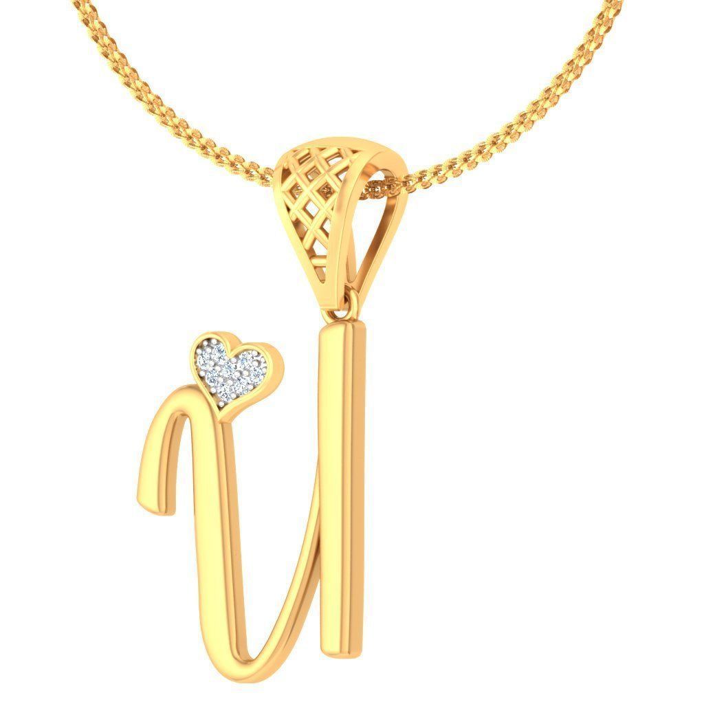 Alphabet-U pendant 3dm stl render detail 3D print model_2