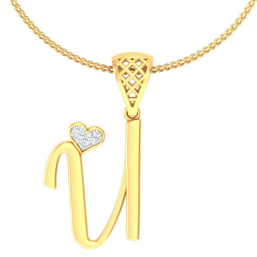 Alphabet-U pendant 3dm stl render detail 3D print model_1