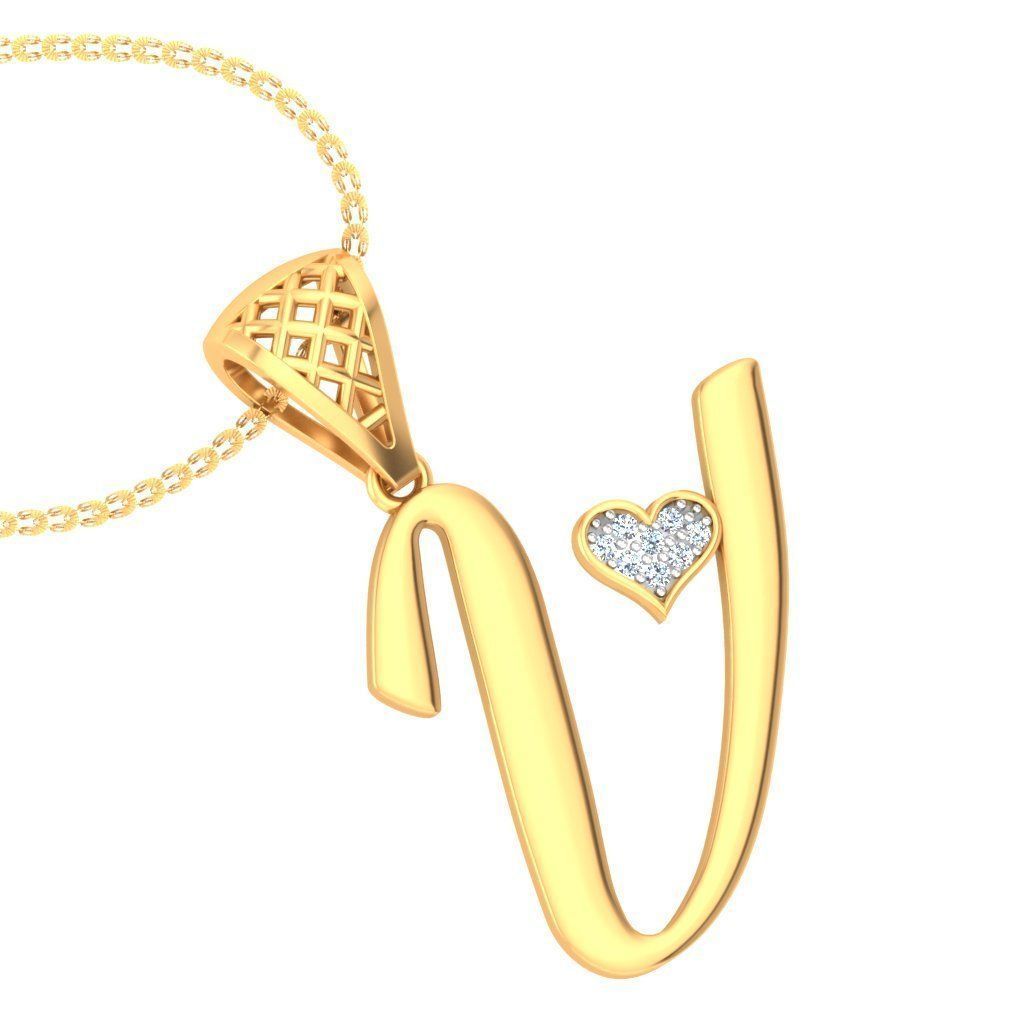 Alphabet-V pendant 3dm stl render detail 3D print model_3