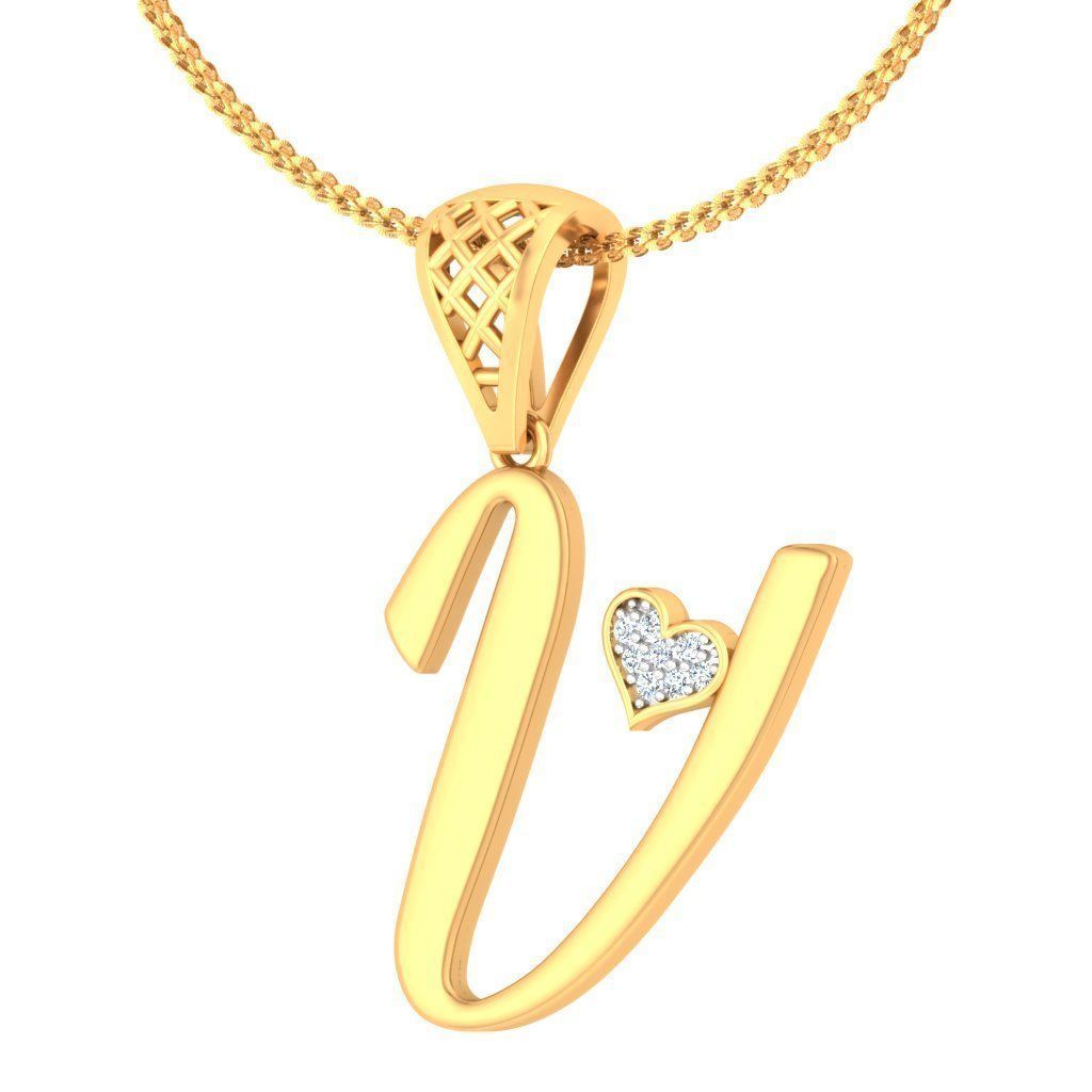 Alphabet-V pendant 3dm stl render detail 3D print model_2