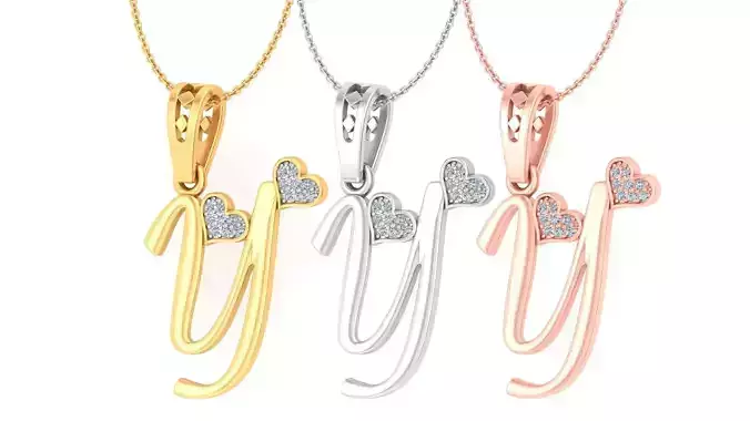 Alphabet-Y pendant 3dm stl render detail