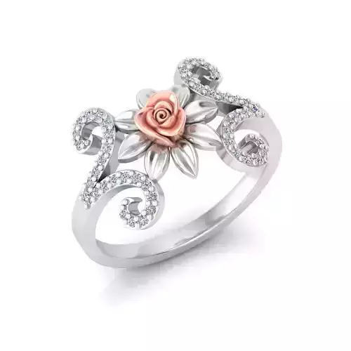 Women Rose Ring 3dm stl render detail
