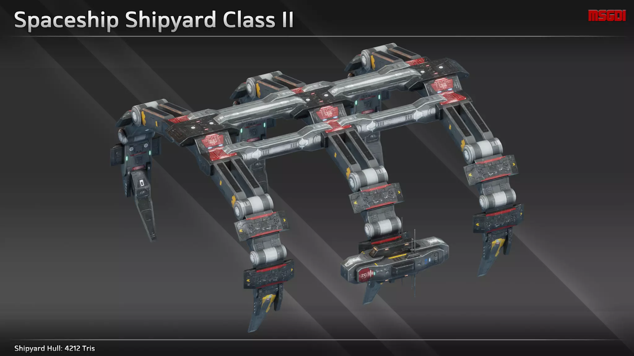Spaceship Shipyard Class II Low-poly 3D model