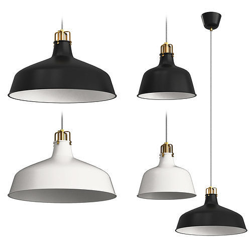 Ranarp pendant light with gold accents 3D model