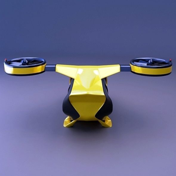 Flying taxi concept Low-poly 3D model_3