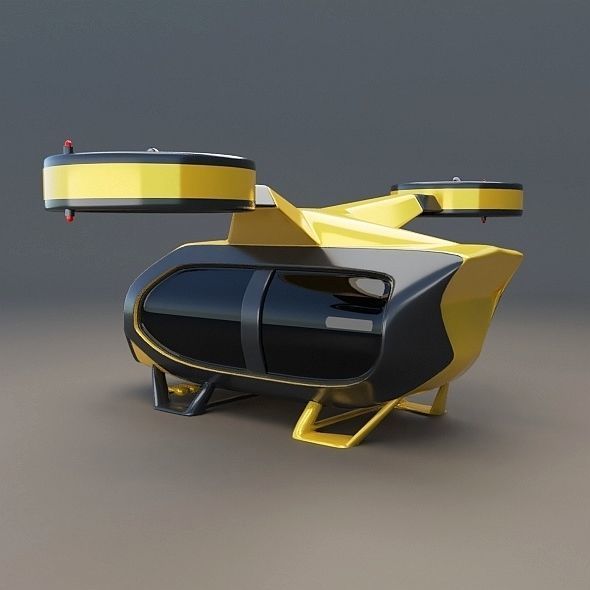 Flying taxi concept Low-poly 3D model_2