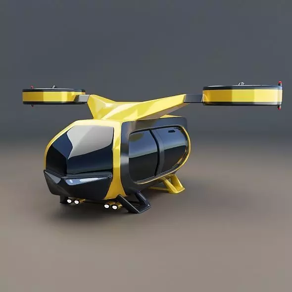 Flying taxi concept Low-poly 3D model_0