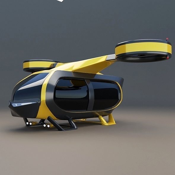 Flying taxi concept Low-poly 3D model_6