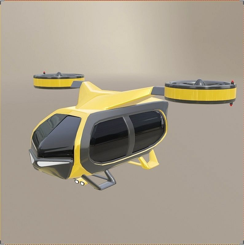 Flying taxi concept Low-poly 3D model_8