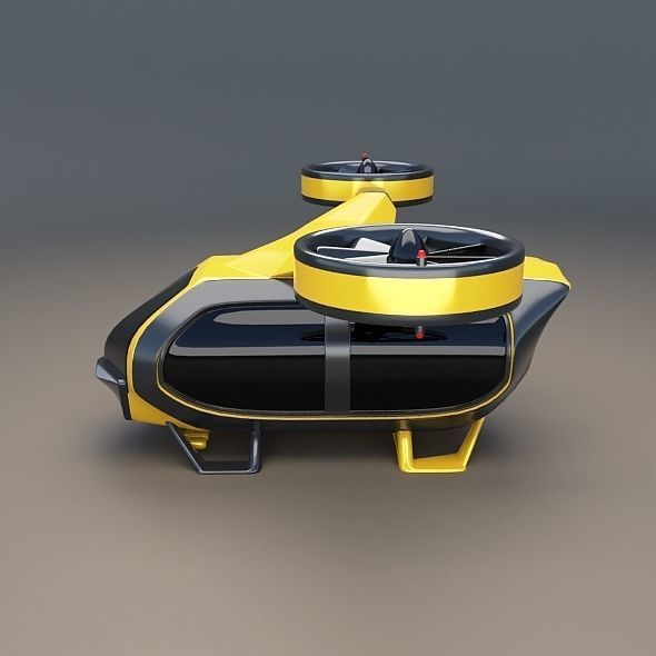 Flying taxi concept Low-poly 3D model_1