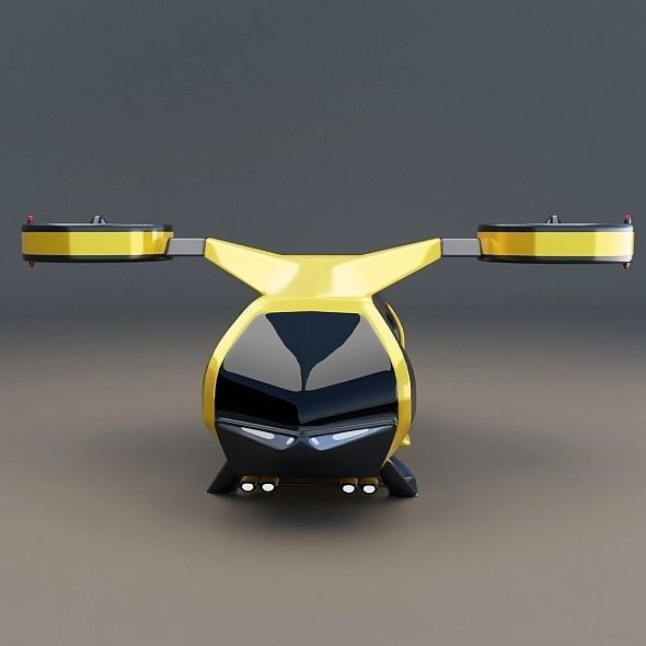 Flying taxi concept Low-poly 3D model_4
