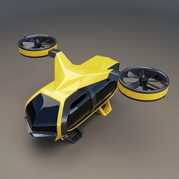Flying taxi concept Low-poly 3D model_5