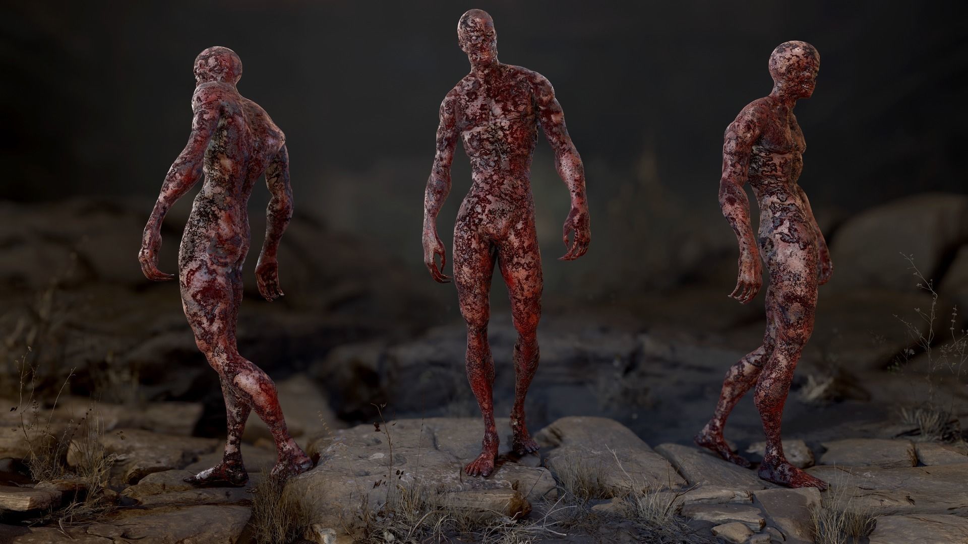 Zombie Mutant Low-poly 3D model_13