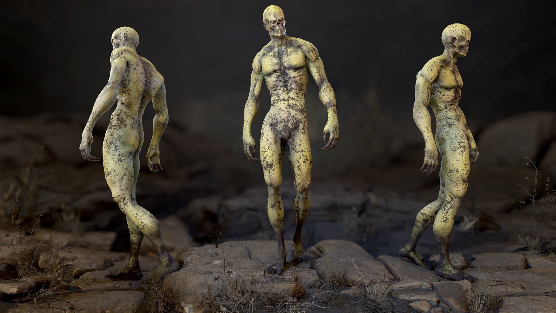 Zombie Mutant Low-poly 3D model_16