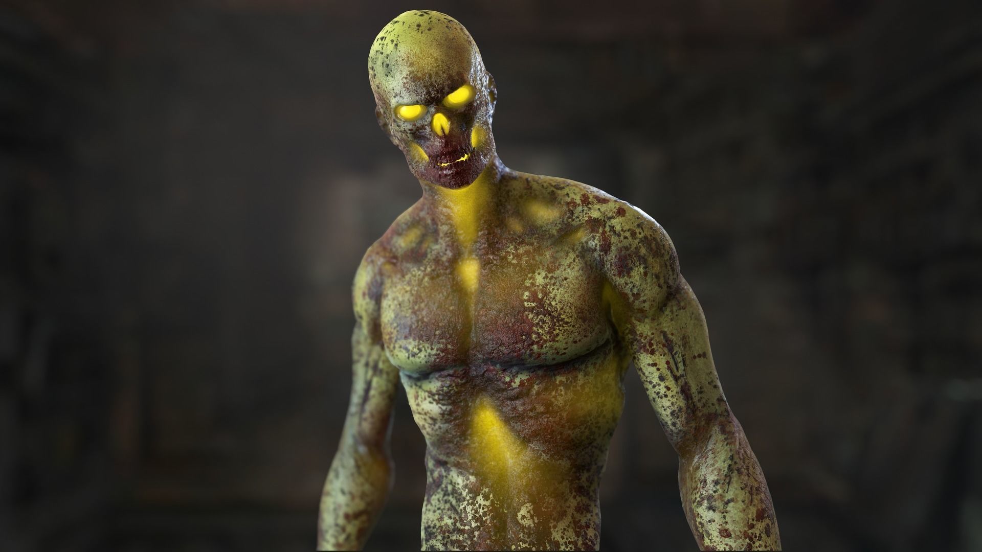 Zombie Mutant Low-poly 3D model_40