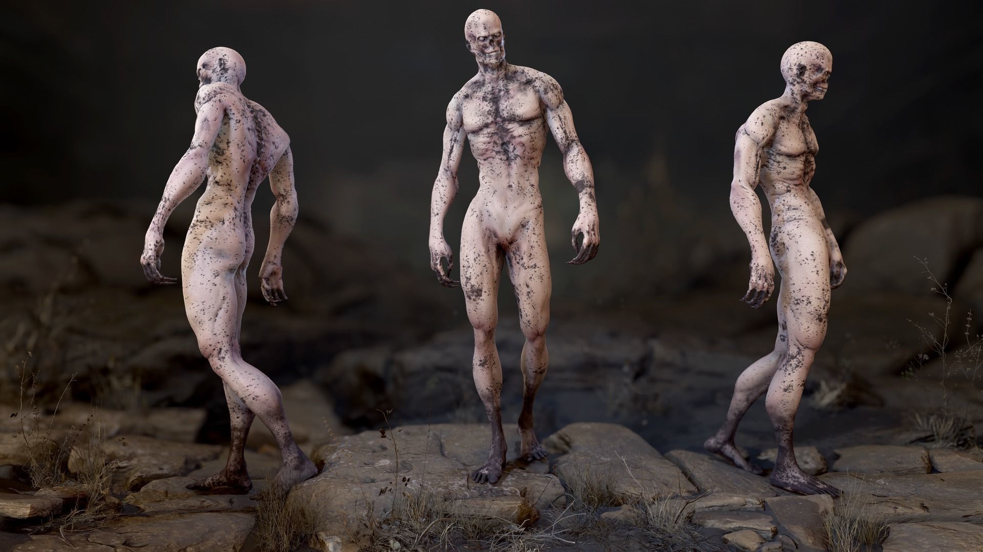Zombie Mutant Low-poly 3D model_9