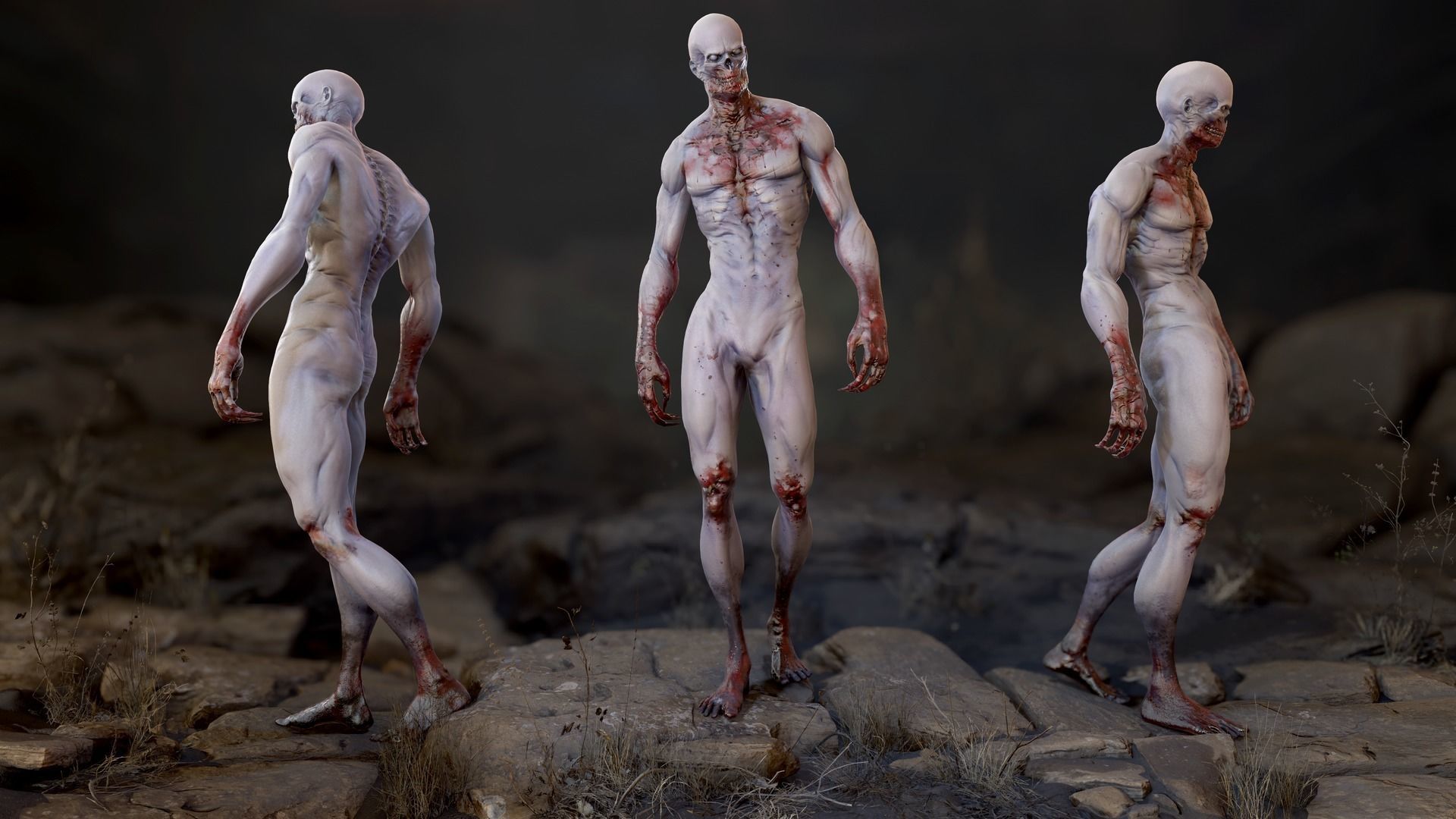 Zombie Mutant Low-poly 3D model_4