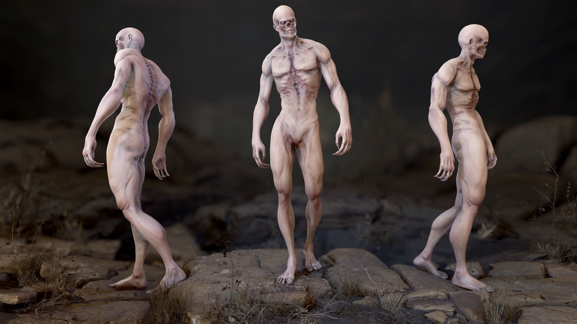 Zombie Mutant Low-poly 3D model_8