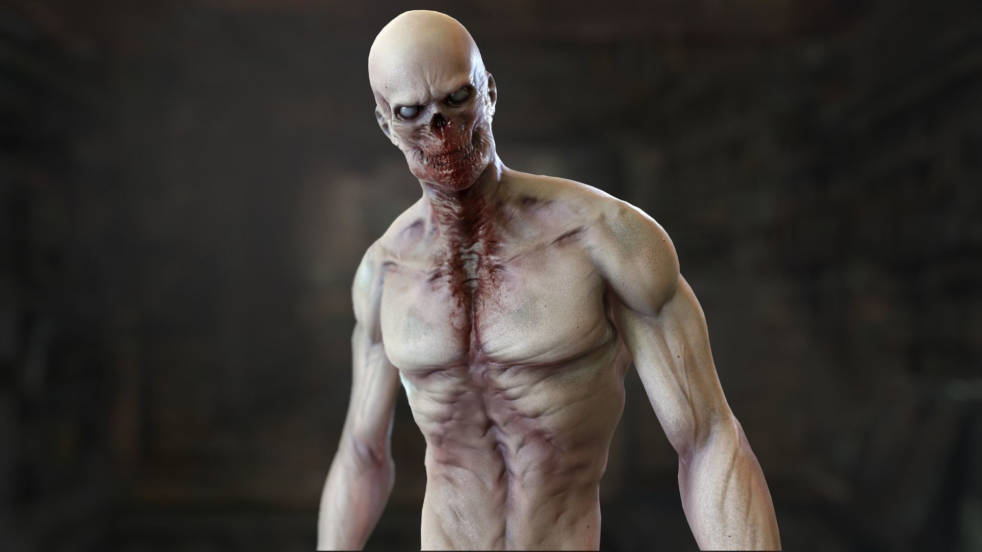 Zombie Mutant Low-poly 3D model_29