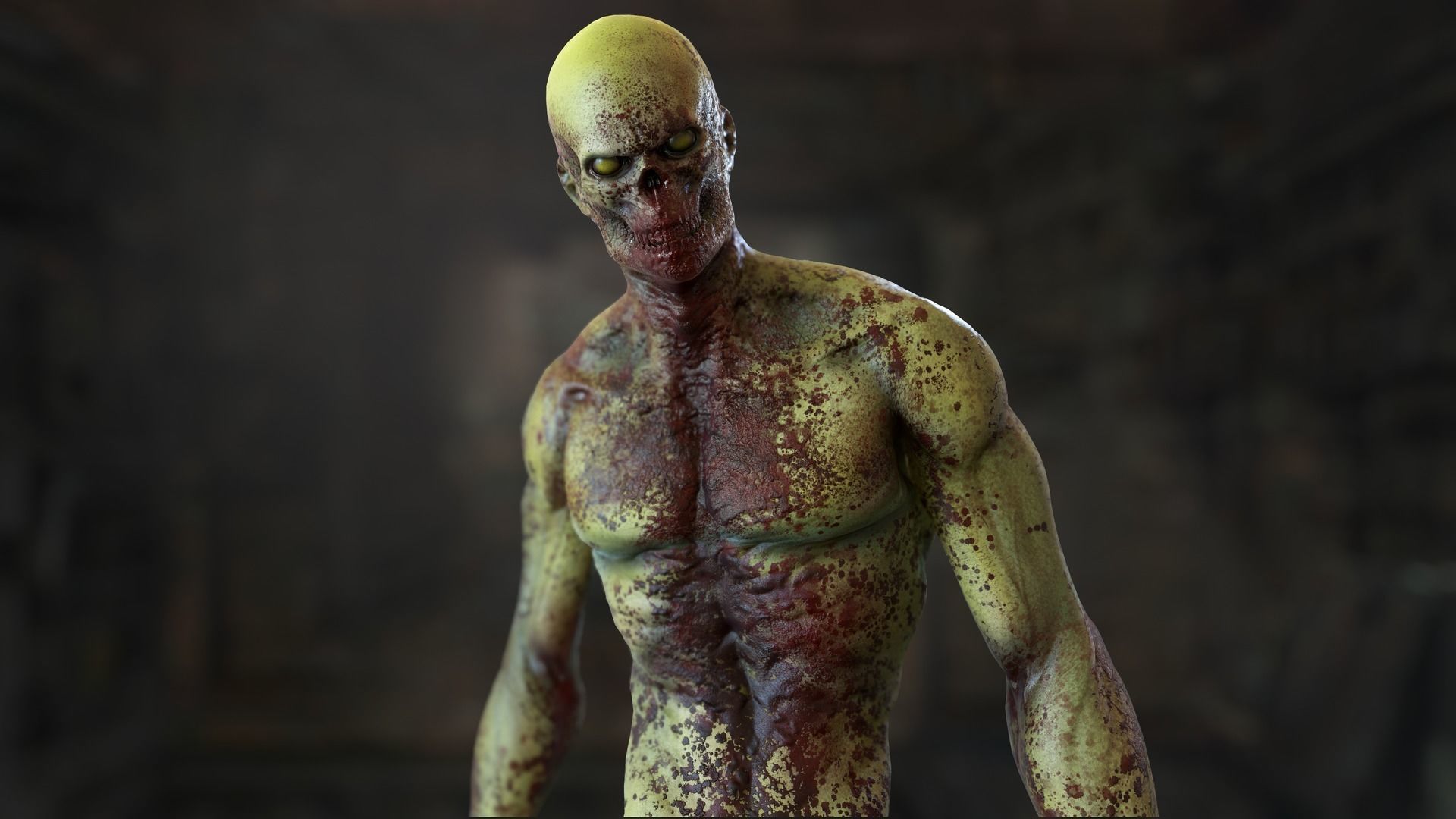 Zombie Mutant Low-poly 3D model_37