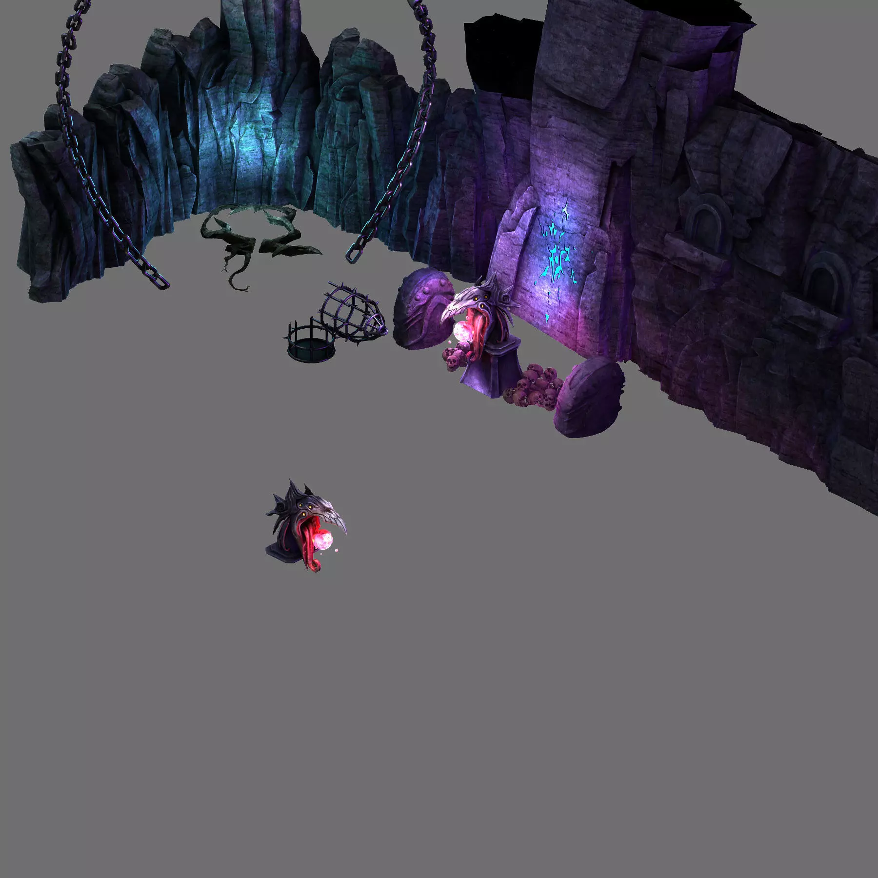 Stone Chamber of Secrets - Wall Stone Totem 01 3D model_0