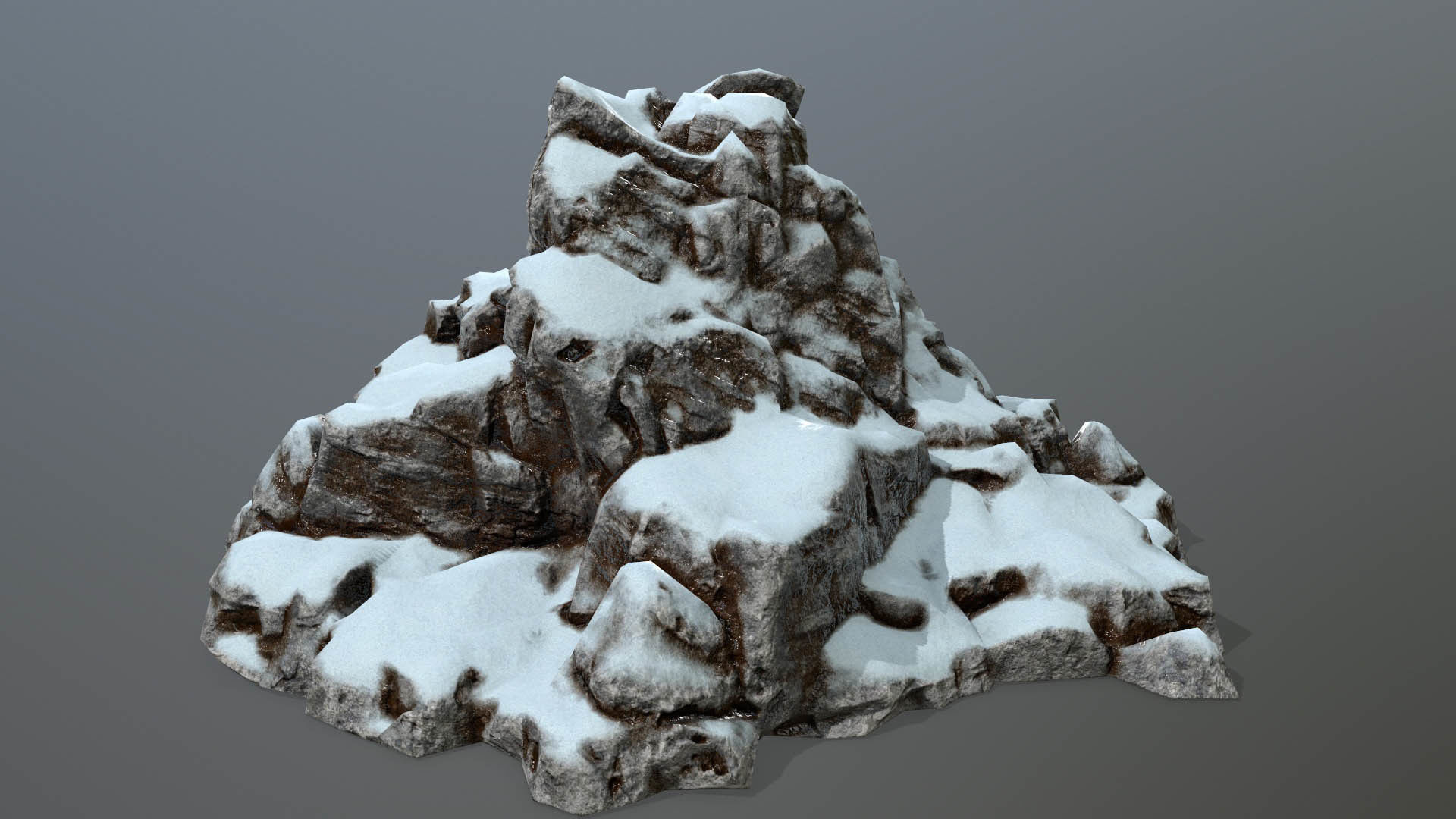 Rock set with snow Low-poly 3D model_7