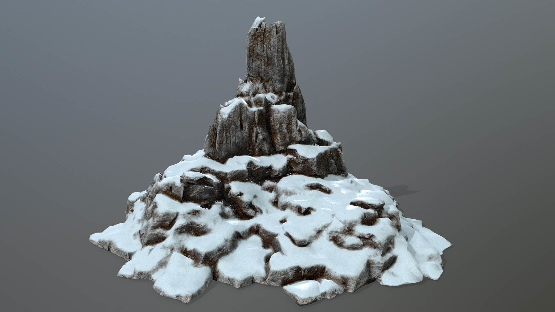 Rock set with snow Low-poly 3D model_9