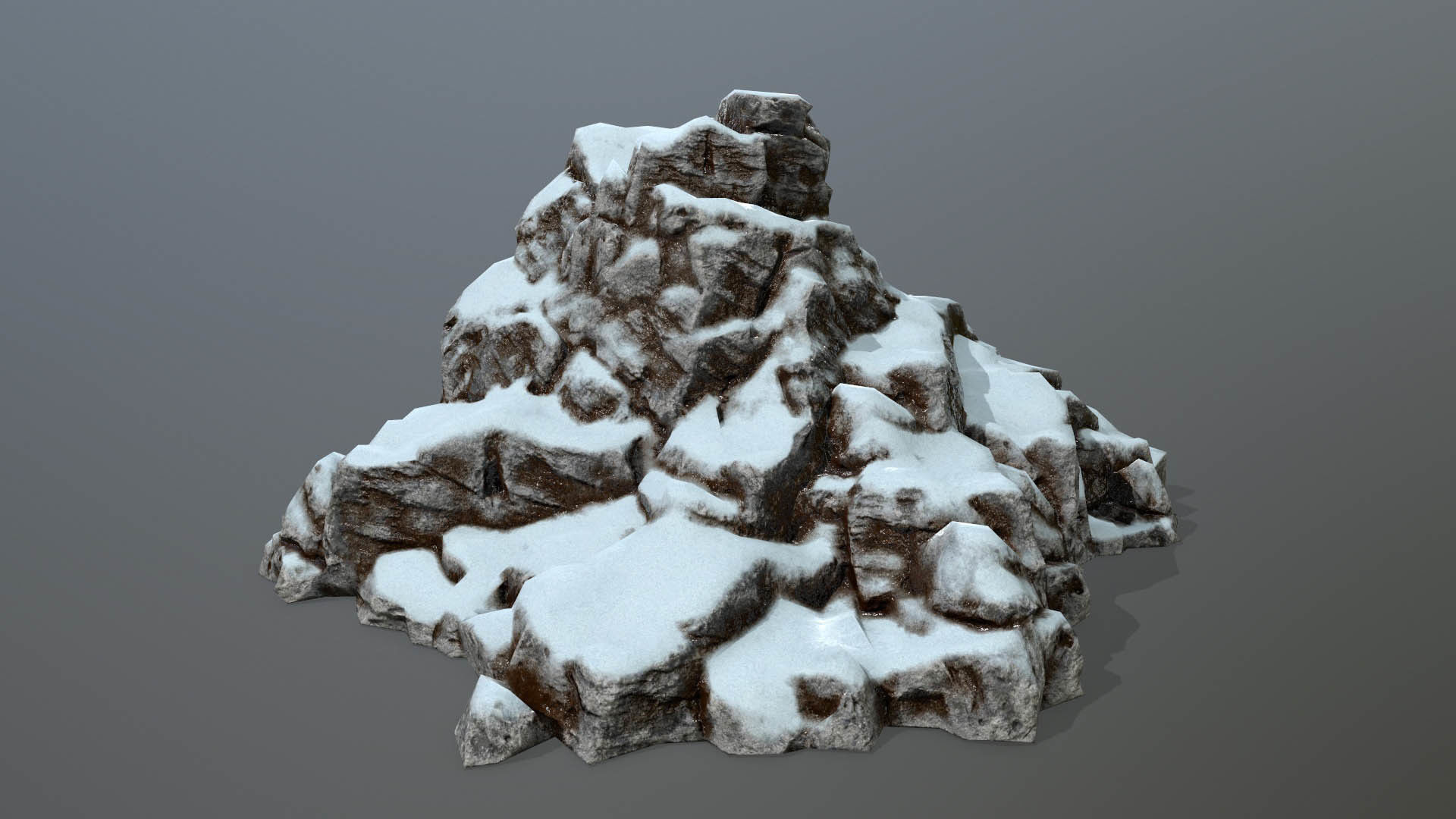 Rock set with snow Low-poly 3D model_6
