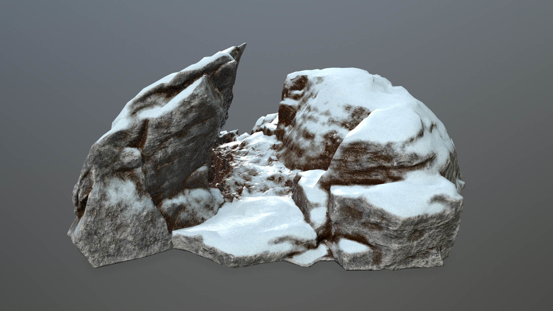 Rock set with snow Low-poly 3D model_35