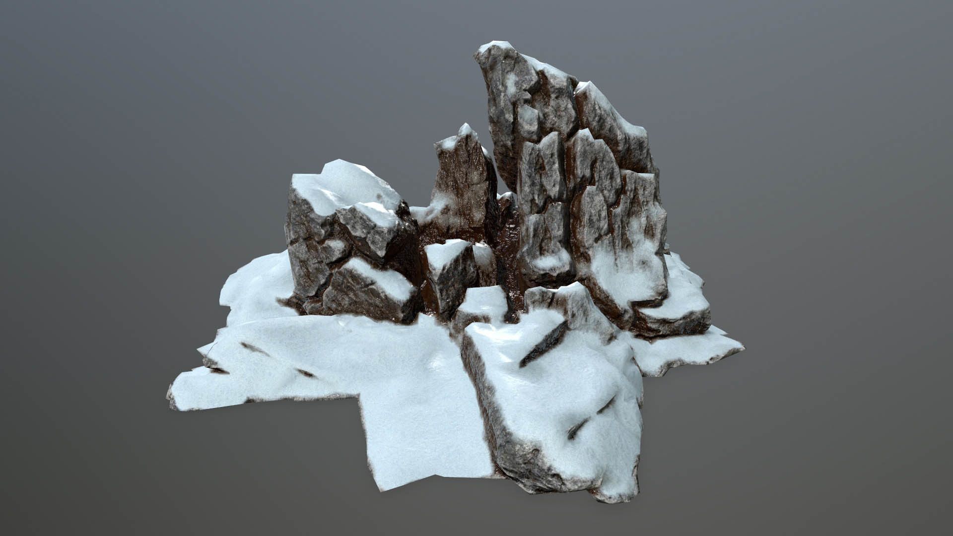 Rock set with snow Low-poly 3D model_19