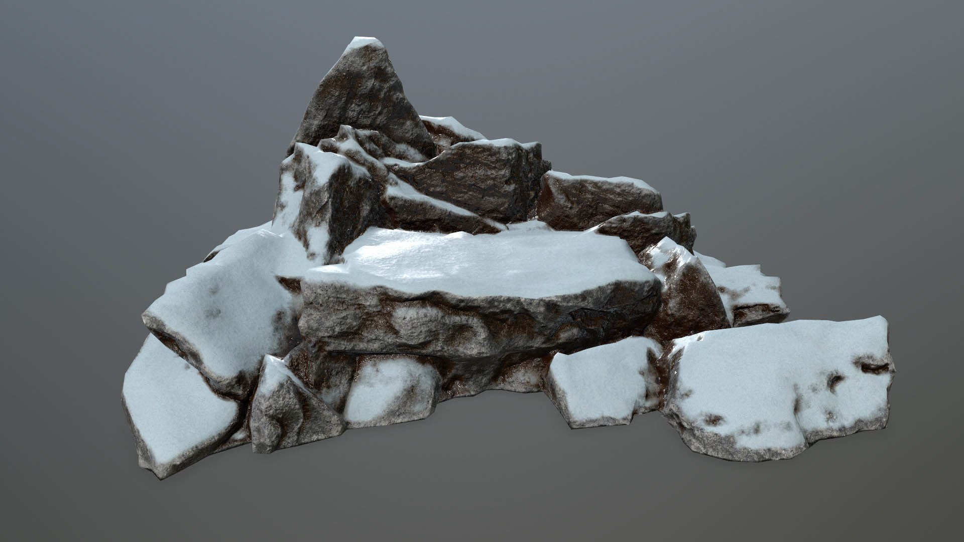 Rock set with snow Low-poly 3D model_29