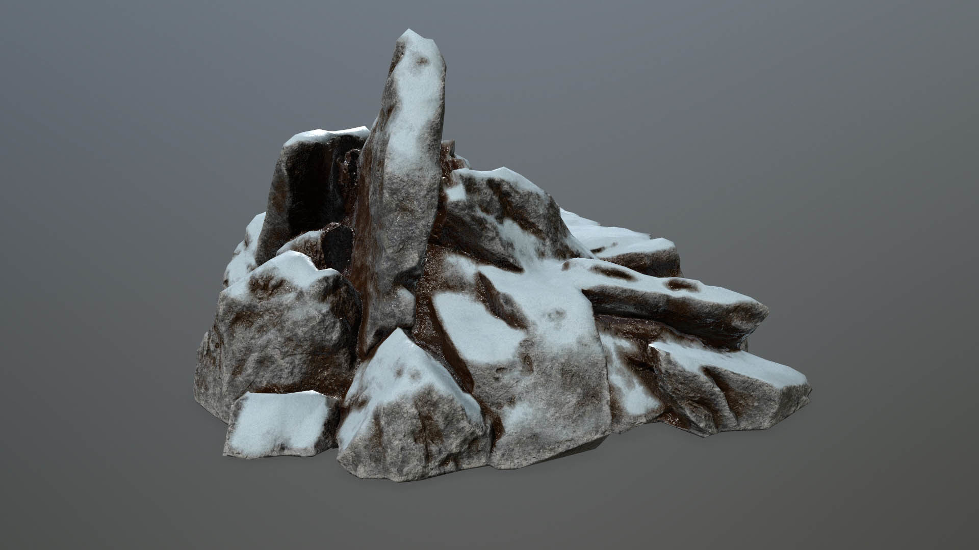 Rock set with snow Low-poly 3D model_31