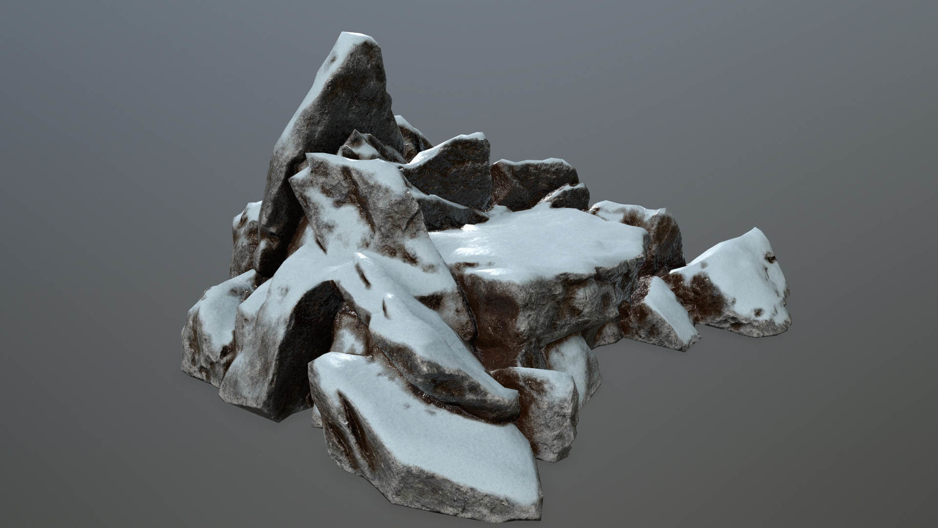 Rock set with snow Low-poly 3D model_30