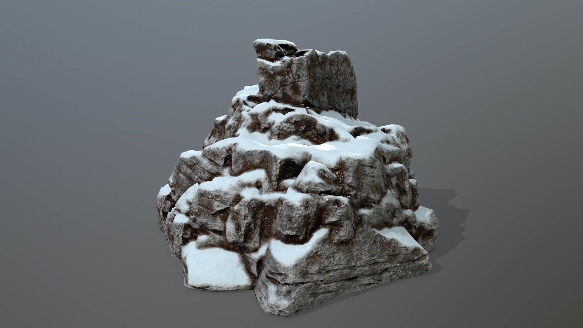 Rock set with snow Low-poly 3D model_4