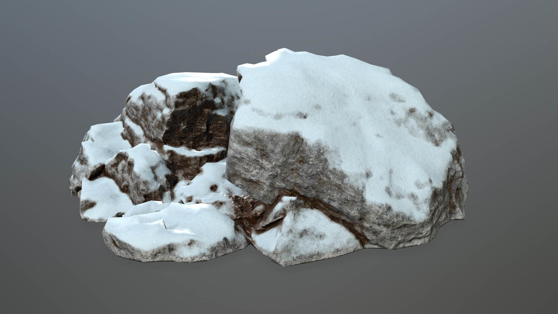 Rock set with snow Low-poly 3D model_36