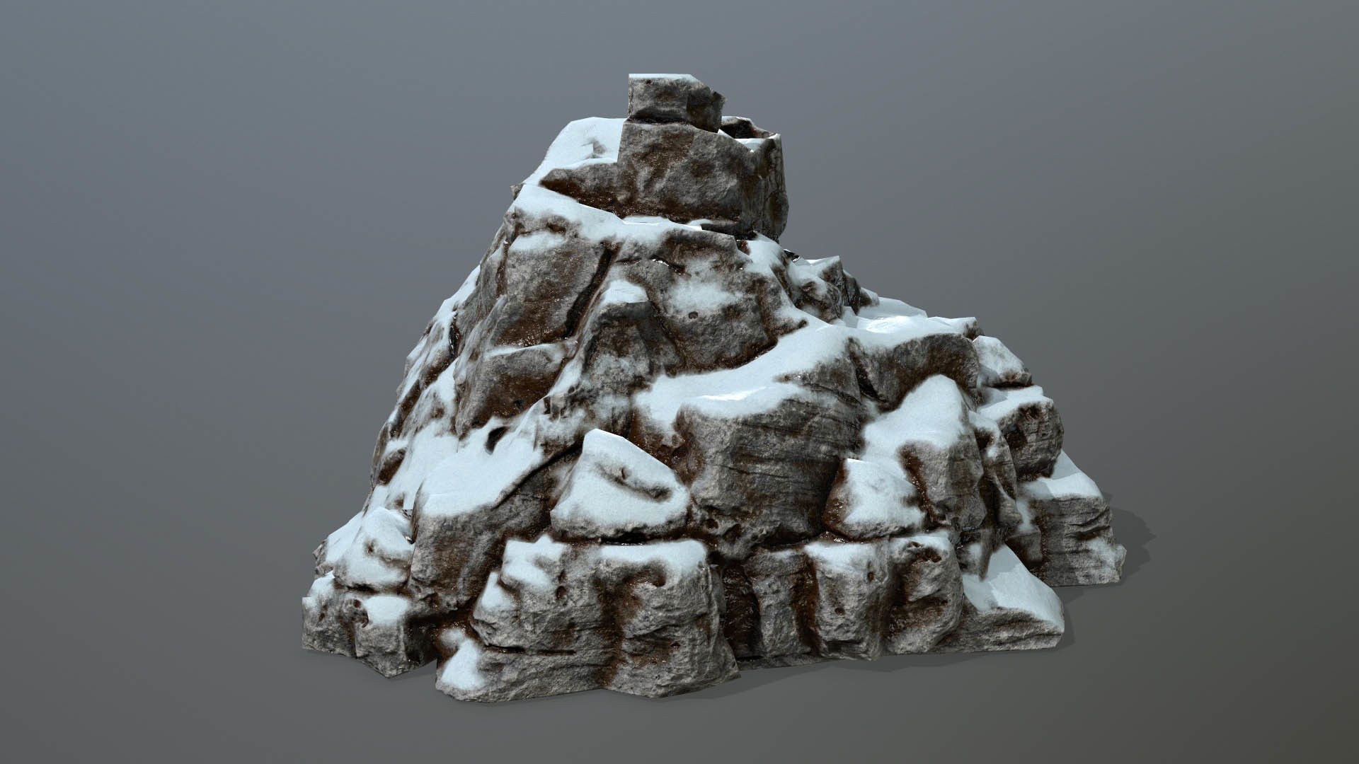 Rock set with snow Low-poly 3D model_1