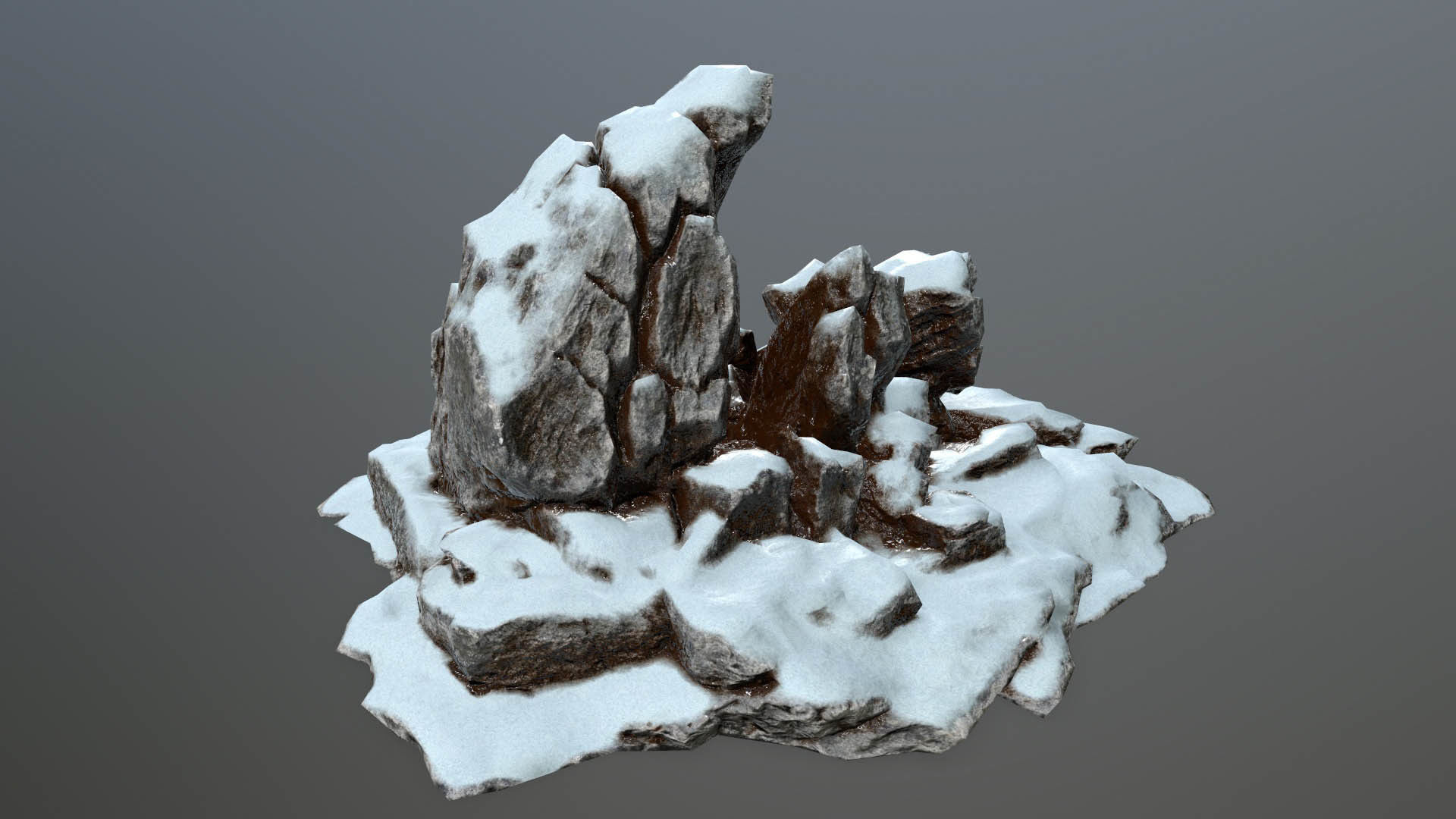 Rock set with snow Low-poly 3D model_17