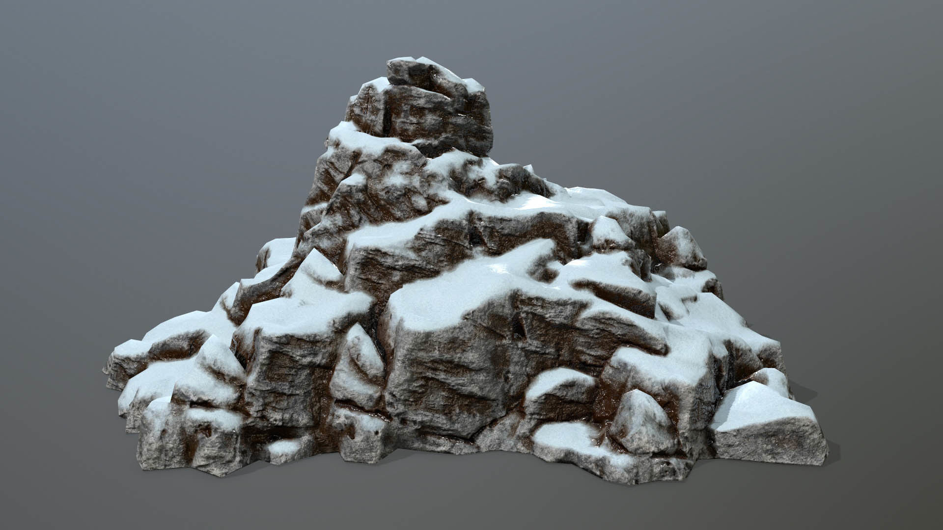 Rock set with snow Low-poly 3D model_5
