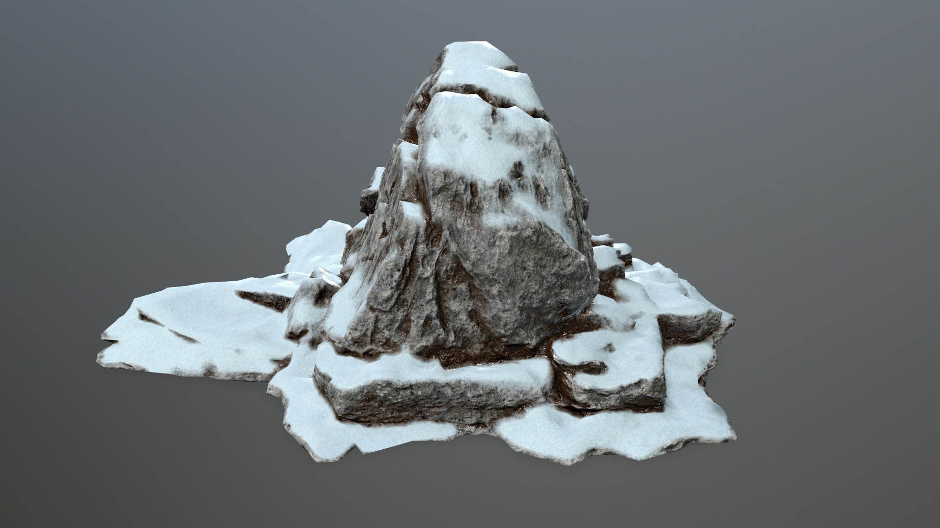 Rock set with snow Low-poly 3D model_18