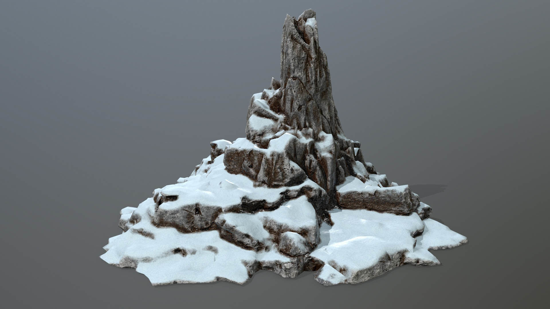Rock set with snow Low-poly 3D model_12